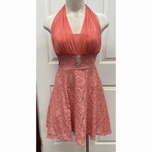 BLUSH Halter Lace Dress